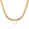 New Style Simple Titanium Steel 18K Gold Plated Letter Choker Necklace Alphabet M Chain Tassel Necklace for Women