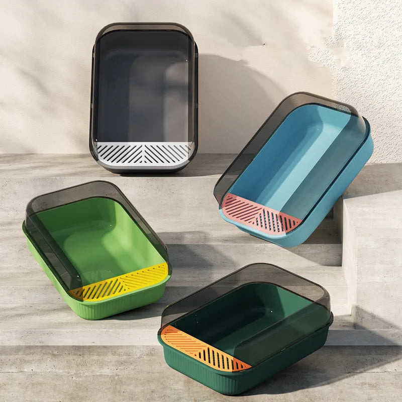 Wholesale Cats Litter Box Pet Products Cleaning Plastic Cat Toilet Box Trays Simple Cat Litter Box