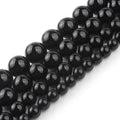 Natural Black Tourmaline Gemstone Round Loose Beads for Jewelry Making Bracelet Necklace 15.5" Strand Wholesale