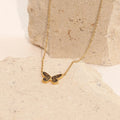 Chris April Non Tarnish PVD Plated 316L Stainless Steel Enamel Hand Craft butterfly Pendant Charm Necklace