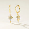 Nagosa 18k Gold Vermeil Wholesale Jewelry 925 Sterling Silver Pave Cubic Zirconia starburst Dangle Hoop Earrings