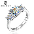 Latest Design Promotional 8mm 2 Carat Full Moissanite 925 Sterling Silver Three Stone Wedding Ring for Women