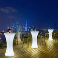 Modern Waterproof LED Outdoor Chairs Light up Plastic Bar Dining Set for Patio LED Furniture Hire for Malls and Entrances