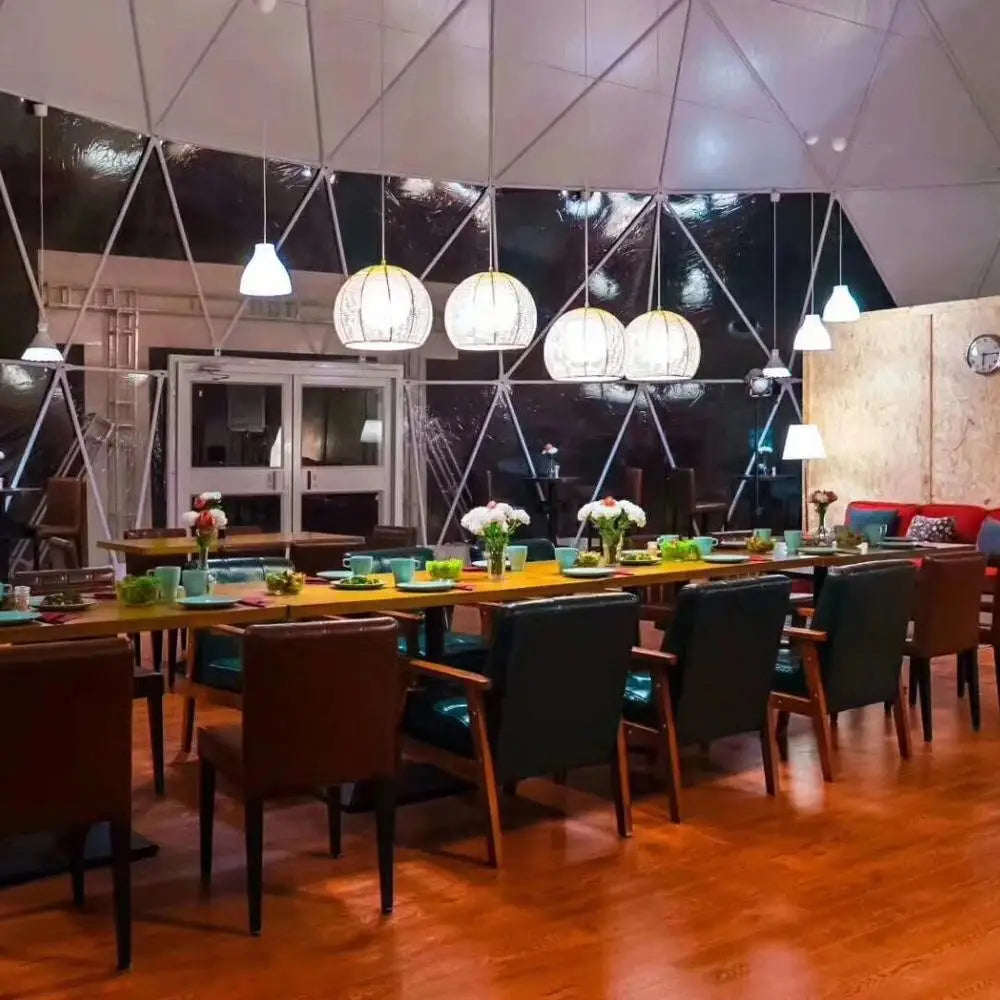 20m Transparent PVC Outdoor Geodesic Dome Tent Luxury Restaurant Tent for Outdoor 1 Year Warranty