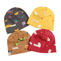 Factory Wholesale Baby Winter Warm Windproof Cotton Beanie Cartoon Printed Dome Wrap Ears Design Unisex Hat for Newborn
