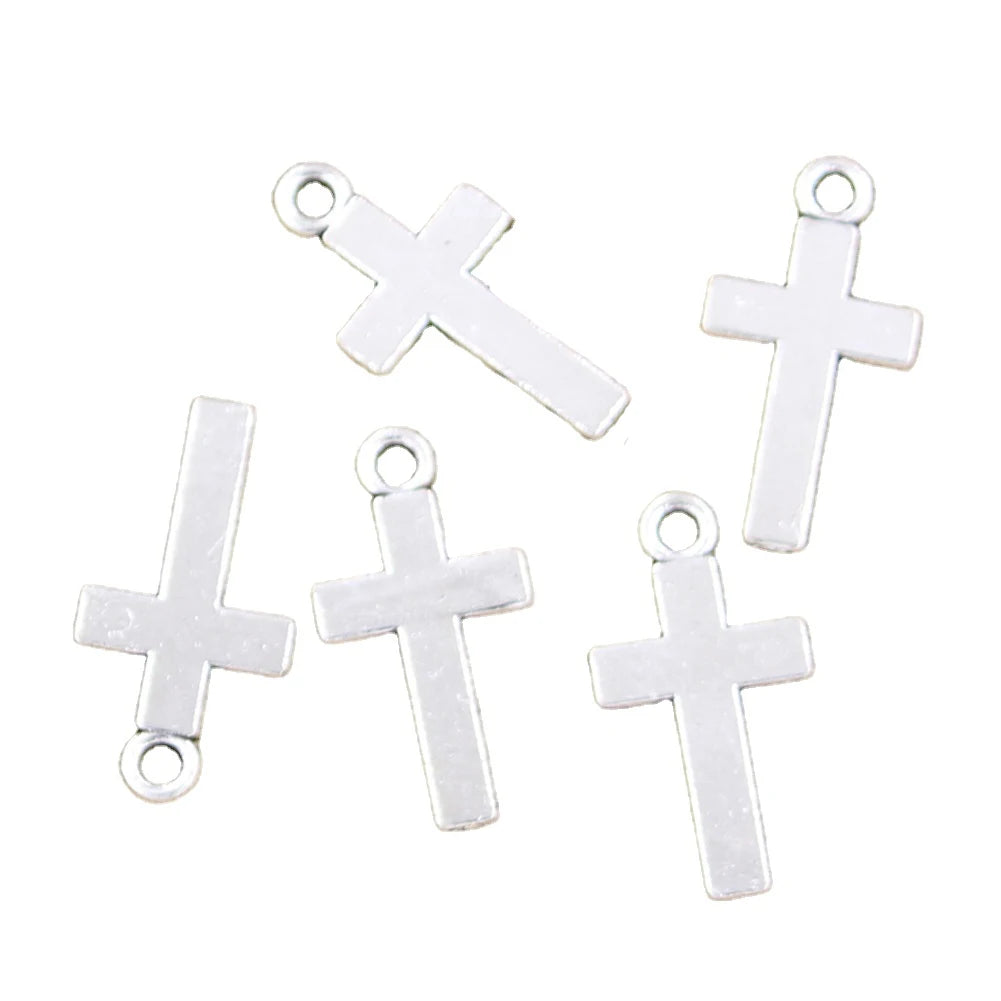 Charms Double Sided Cross 24x13mm Handmade Making FitVintage Tibetan Silver Color PendantsDIY for Bracelet Necklace
