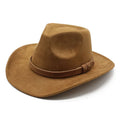 Custom Logo Unisex Vegan Suede Western Cowboy Hat Adjustable Leather Band Casual Outdoor Summer Sun Protection