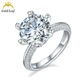 Goldleaf Jewelry Customize 18K White Gold Plated 925 Sterling Silver Wedding Engagement 5CT Moissanite Ring