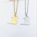 316L Stainless Steel Trinidad and Tobago Map Flag Pendant Necklace Stainless Steel Country Map Jewelry