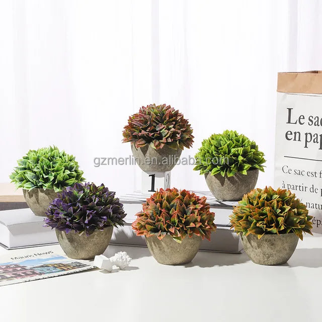 Artificial Mini Potted Plants Plastic Faux Fake Plants for Home Office Desk Decorations