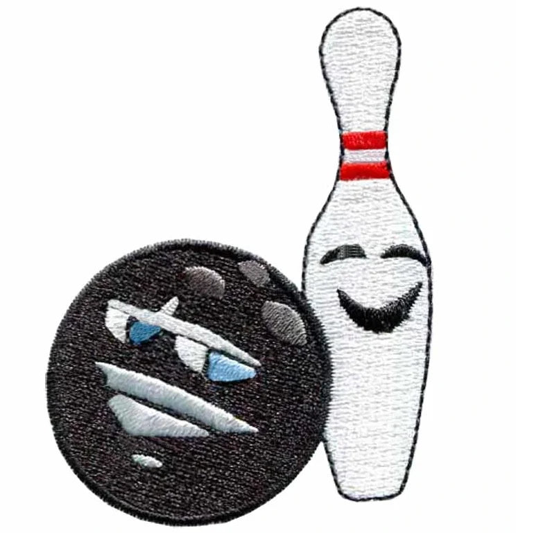 Cheerful/Laborious/Smiling Embroidered Patches 2.0 Inch Wide Bowling Bowl Iron-On for Clothing Made of Felt