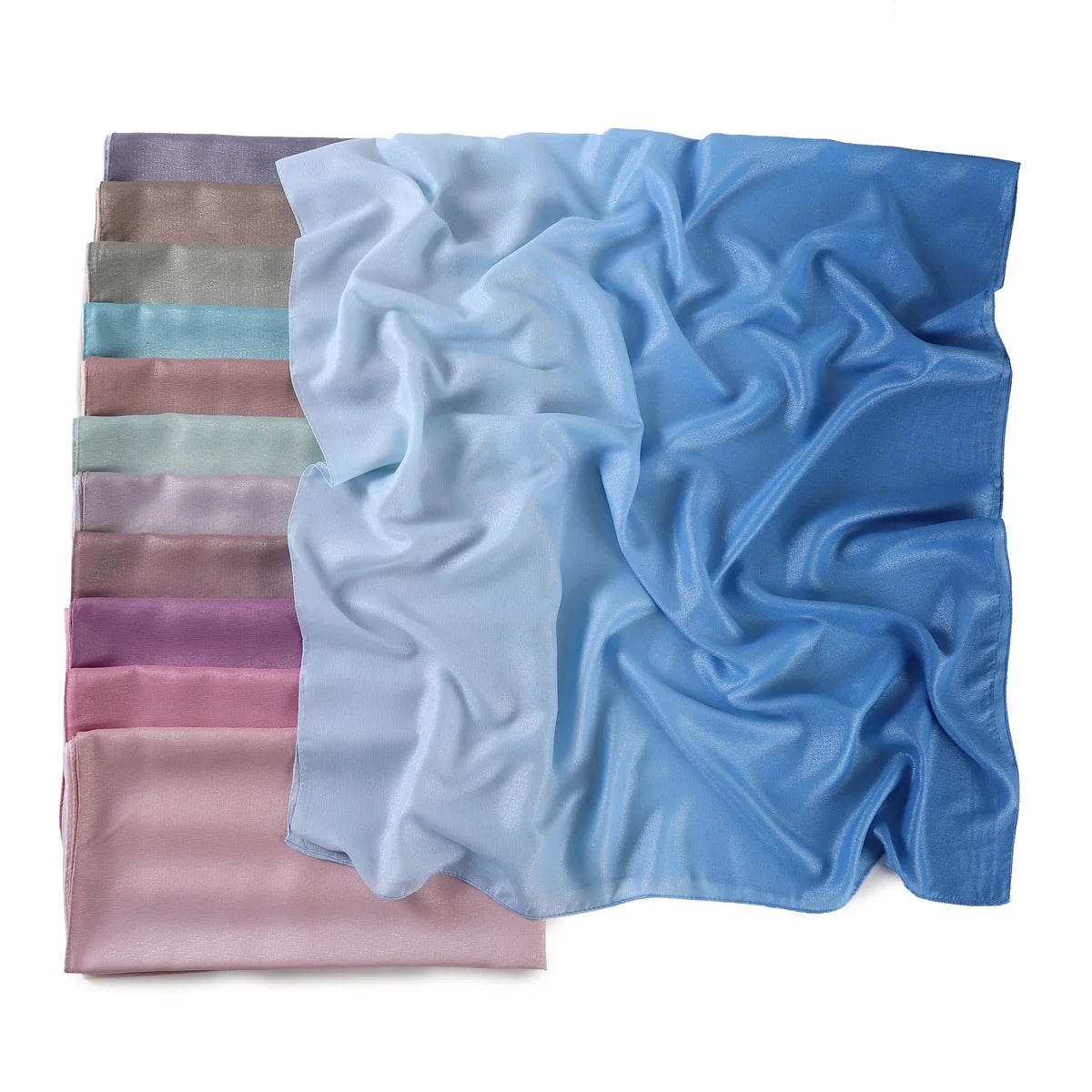 Pearl Chiffon Hijab Scarf Two-color Gradient Shawl Fashion Malaysian Indonesia Long Muslim Scarf Women's Hijabs
