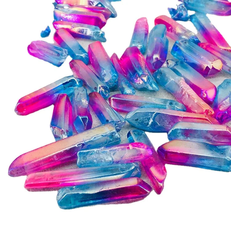 Diy Natural caverd quartz Rainbow Aura Crystal Points Polished Quartz