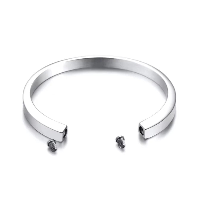 Vnox Stainless Steel Custom Urn Bracelet Open Urn Bracelet Steel Color for Men Simple Gift 2024