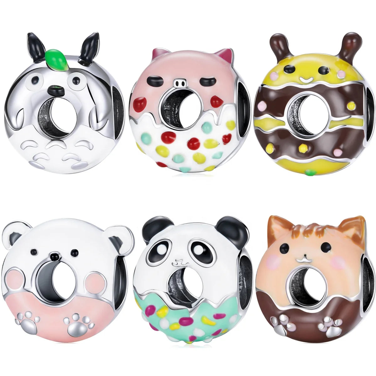 Factory 925 Sterling Silver Cartoon Animals Series Panda Charm Little Bee Bead Pendant Fit Bracelet Necklace DIY Women Jewelry