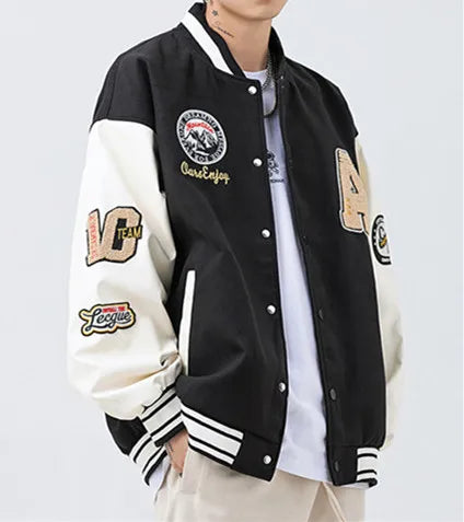 Custom Cotton Man Print Letters and Numbers New Fashion Baseball Jacket Autumn Man Black Letterman Plussize Mens Varsity Jackets