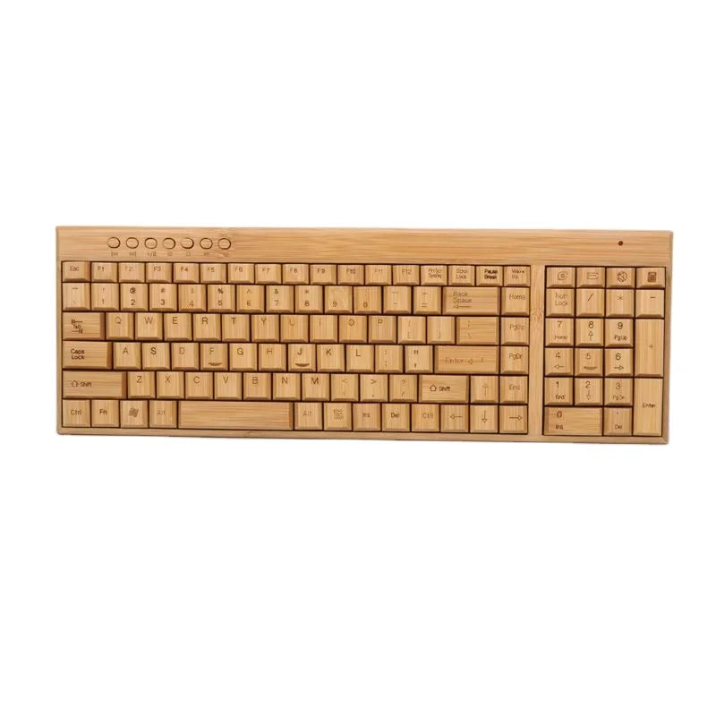 2.4ghz Wood Bamboo USB Office Desktop PC Optical Computer PC Laptop Desktop Notebook Smart TV Small Keyboard for Laptop 108 Keys