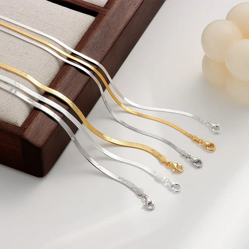Vintage 925 Sterling Silver Snake Chain Necklace Hip-hop Link Chain Necklace for Women Men Jewelry Making