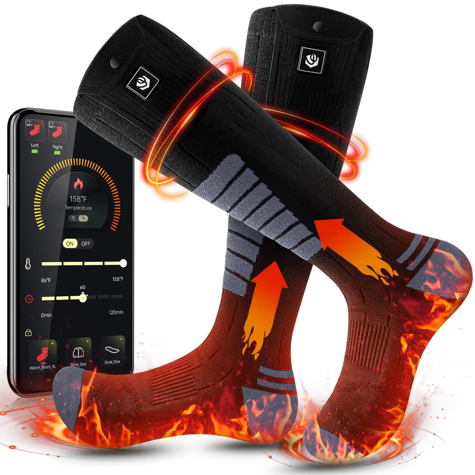 Wasoto APP Control Heated Socks 7.4V 3000mAh Lithium Battery Pack With 3 Levels Temperature Control for Cold Winter