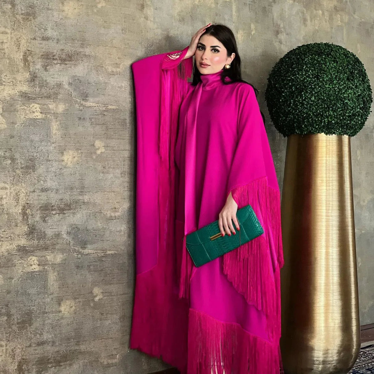 Elegant Solid Modest Fashion Abaya Women Muslim Prayer Dress Turkey Islamic Tassel Caftan