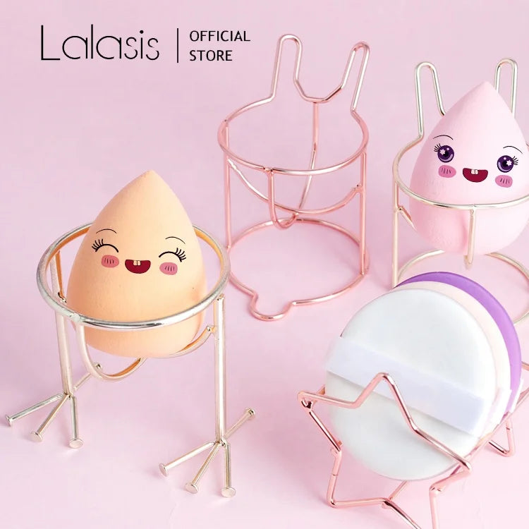 Lalasis Wholesale Metal Rose Gold Cute Cosmetic Blender Powder Puff Makeup Sponge Stand