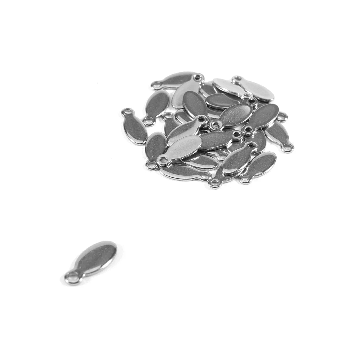 Jewelry Making Accessories Crimp & End Beads Stainless Steel Oval Pendant for Necklace Bracelets