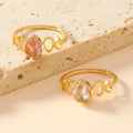 DAIHE New High-Quality Heart Zircon Crystal Rings Stainless Steel 18K Gold-Plated Fashion Rings for Women