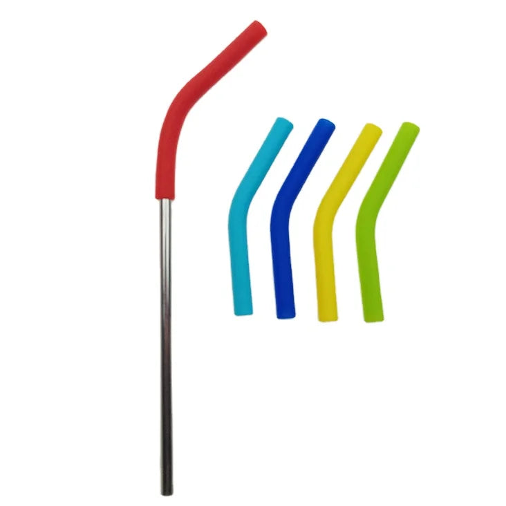 8mm Silicone Straw Tips Stainless Steel Drinking Straws Covers Metal Straw Tips