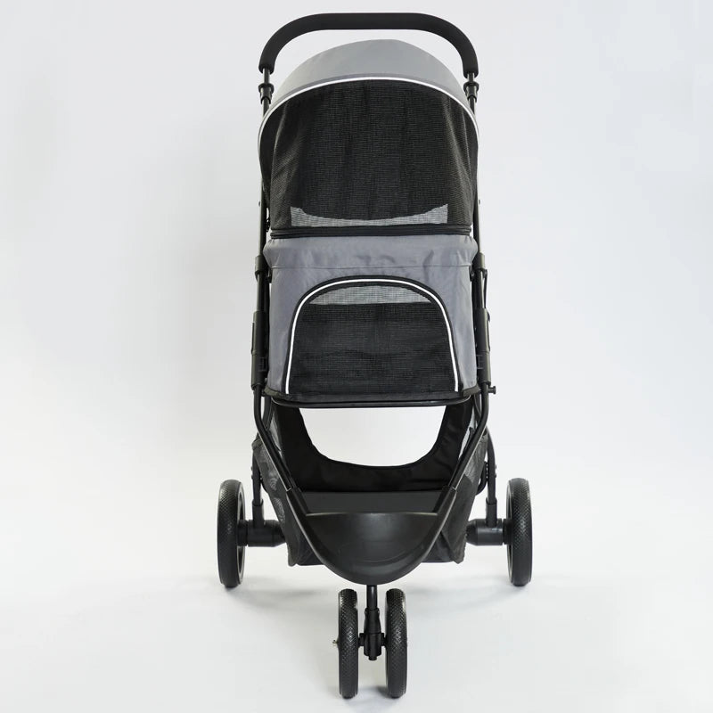 China Supplier High Quality Grey Upload 15kg 3 Wheels Dog Stroller for a Big Dog