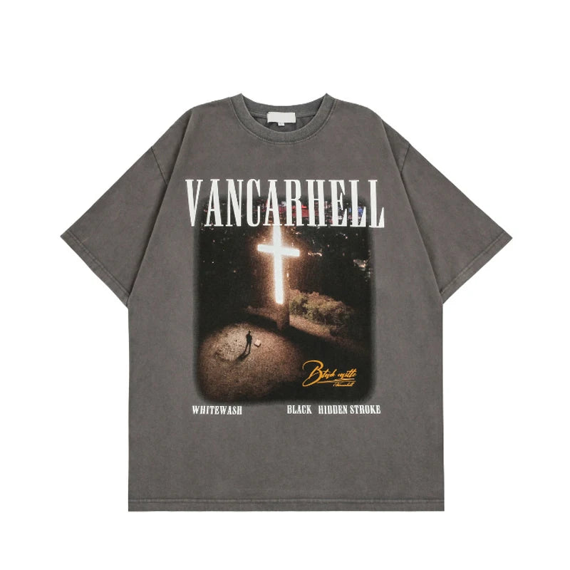 Acid Wash t Shirt With Vintage Print Oversized Tshirt Custom Washed Vintage t Shirt Wholesale