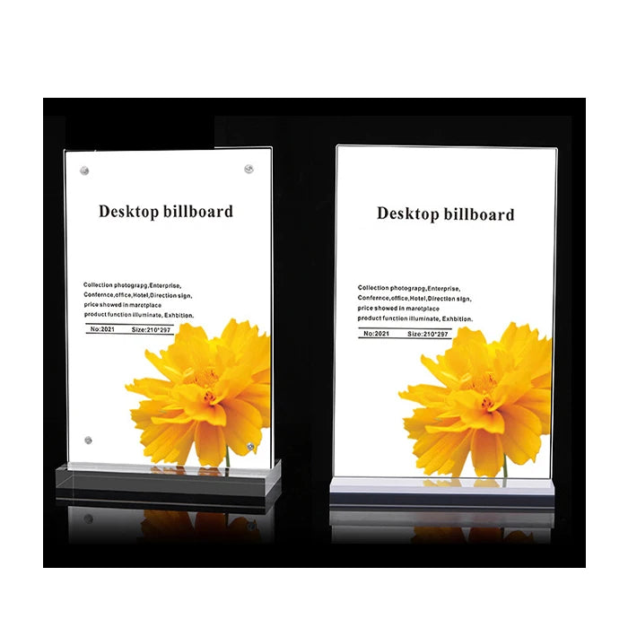 Dual-Sided A4 Clear Acrylic Picture Frame Strongly Magnetic Desktop Billboard Plastic Material