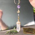 Wholesales Natural Clear Quartz Strip Witchcraft Pendulum Healing Stones Amethyst Bead Necklace for Car Hanging Gifts