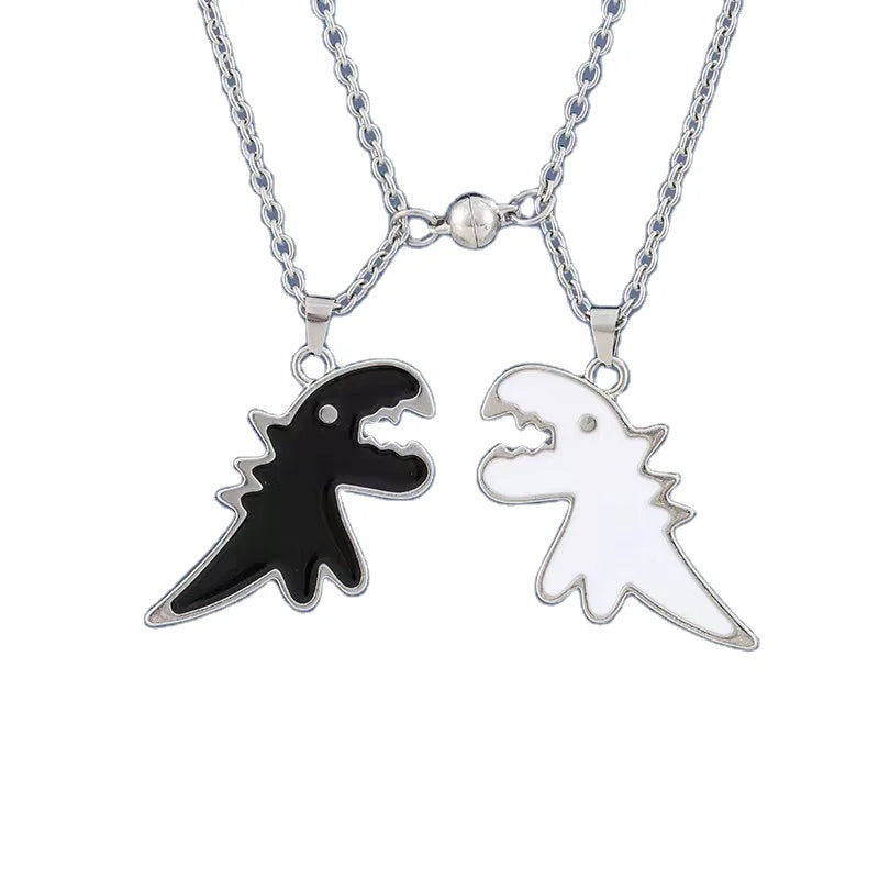 Fashion Pendant Couple Necklace Jewelry Cute Small Dinosaur Magnetic Necklace for Men and Women