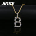 LUOTEEMI Fashion Iced Out Gold Plated 26 Letter Pendants Chain Necklace Jewelry for Men Hip Hop Pendant Necklace