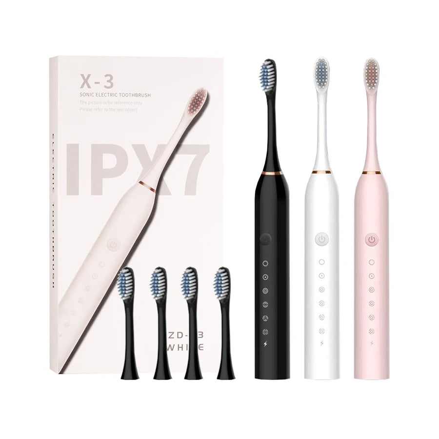 X3 Electric Rechargeable Toothbrushes Adult 4Pcs Soft Heads 6 Modes Sonic Toothbrush Couple Customize OEM/ODM Promotional Gift