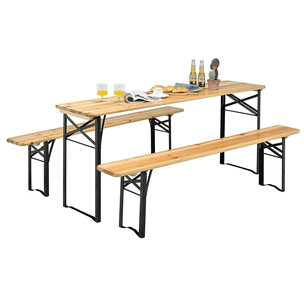 WEKIS Mesa De Picnic Plegable Con Tapa De Madera Para Actividades Al Aire Libre Conjunto De Mesas De jardin