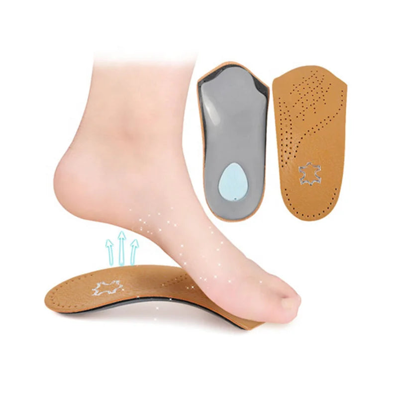 JOGHN Leather Arch Half Pad Flat Foot Arch Support Foot Insoles Men Correction Insole Invisible Sport Foam Non slip Insole
