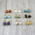 Zooying Fashion Earring Raw Natural Stone Gemstone Healing Crystal Stud Gold Filled Fine Studs Earrings Fashion Jewelry