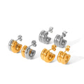 Classic Stainless Steel  18K Gold IP Plated Geometric Double-Layer CC Shaped Two Tones Waterproof Small Hoop Earrings for Girls