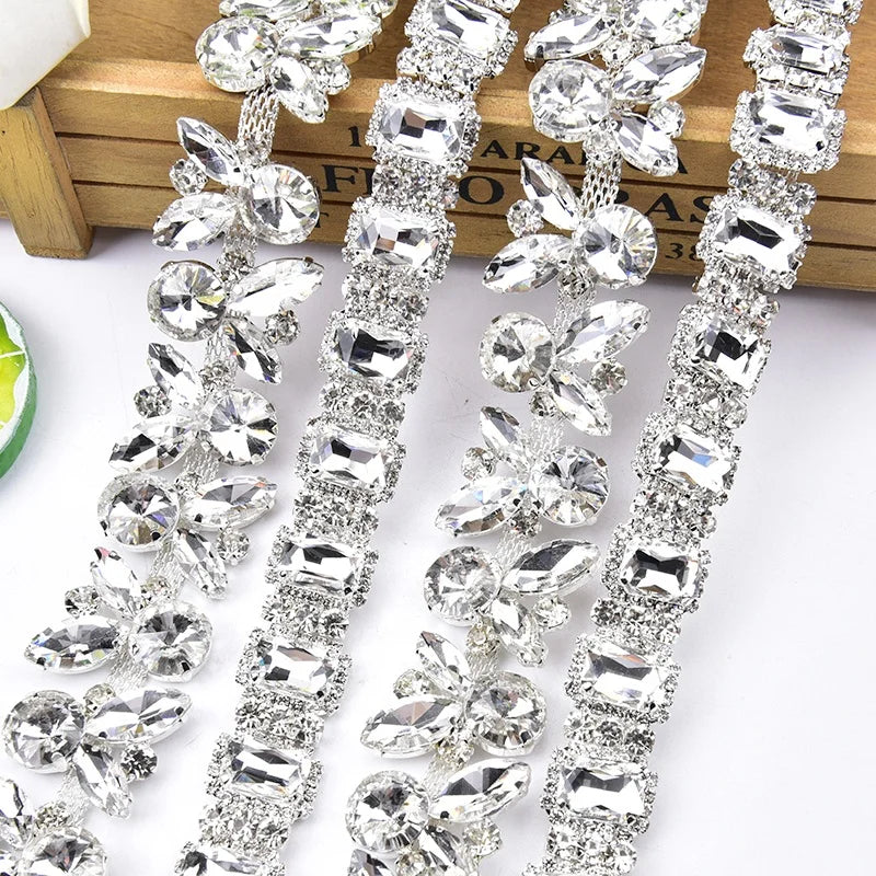 Cute Rabbit Head Shape Glass Crystal Cup Chain Rhinestone Metal Trim Ribbon DIY Shoes Dress Jewelry Garment Accessories