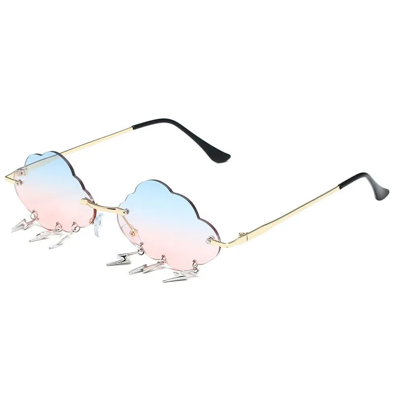Fashion Cloud lightning Rimless Prom Party Sunglasses