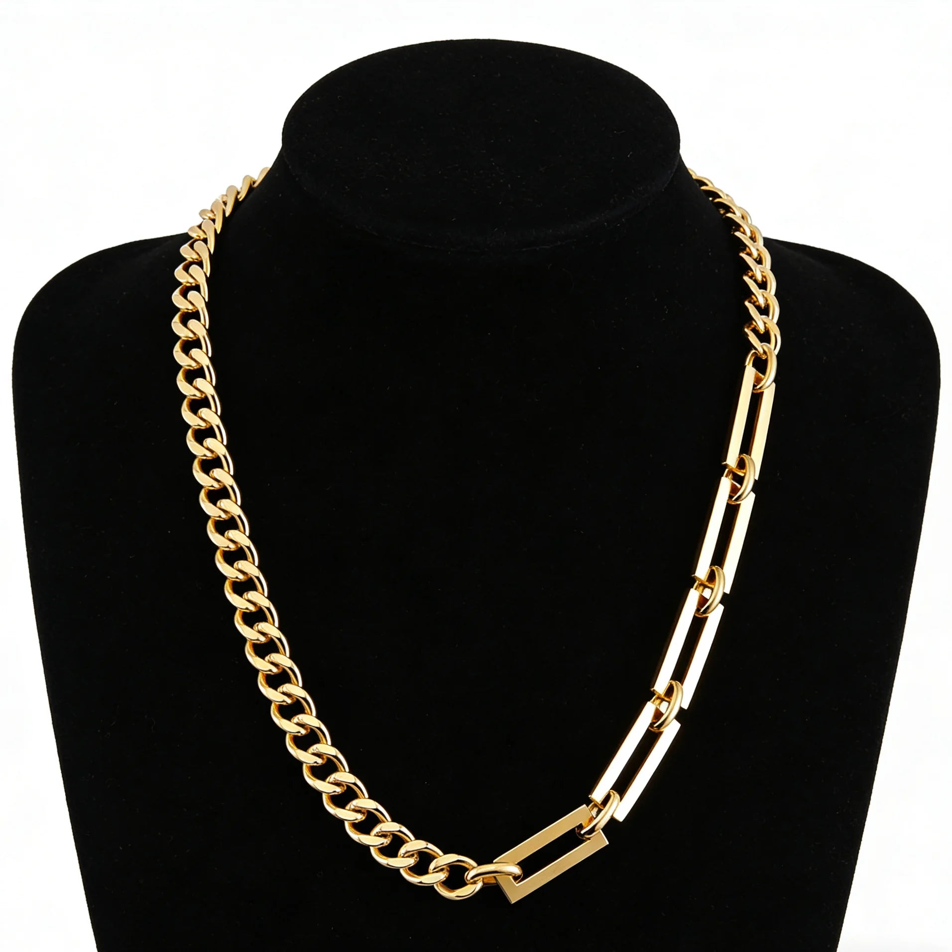 Advanced Bling Design Square Shape 18K Gold Plated Chain Fashion Necklace Wholesale