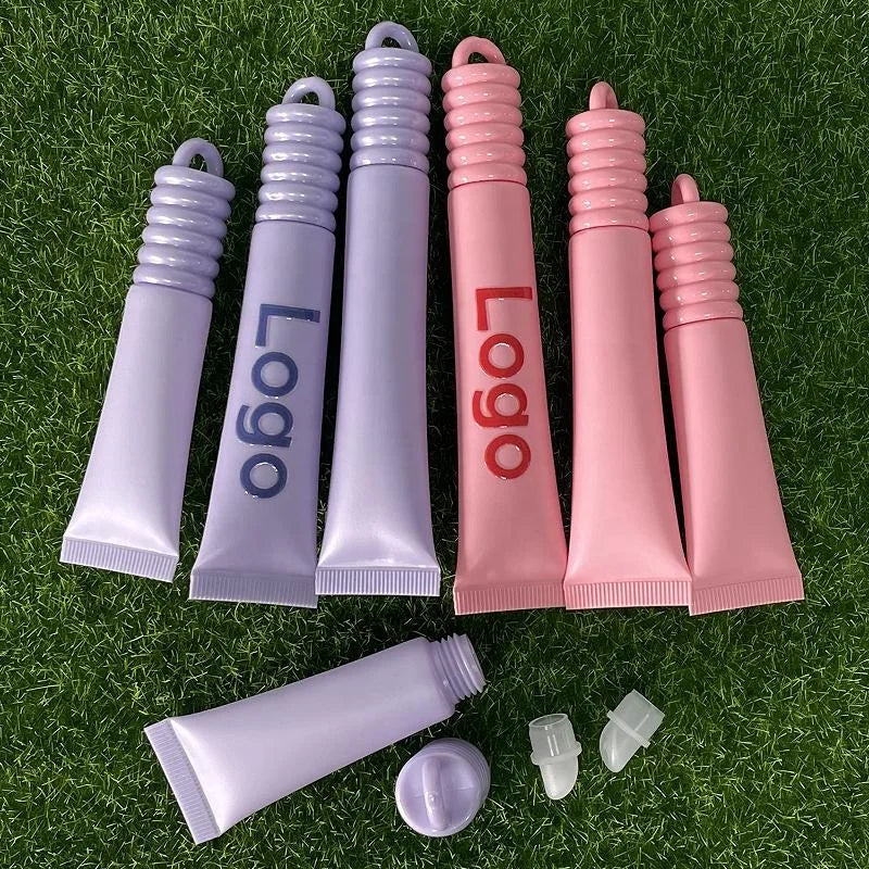 CY330 10ML 15ML 20ML Angled Mouth Squeeze Lip Oil Lip Gloss Lipstick Tube Packaging Cosmetic Soft Tubes With Keychain Cap