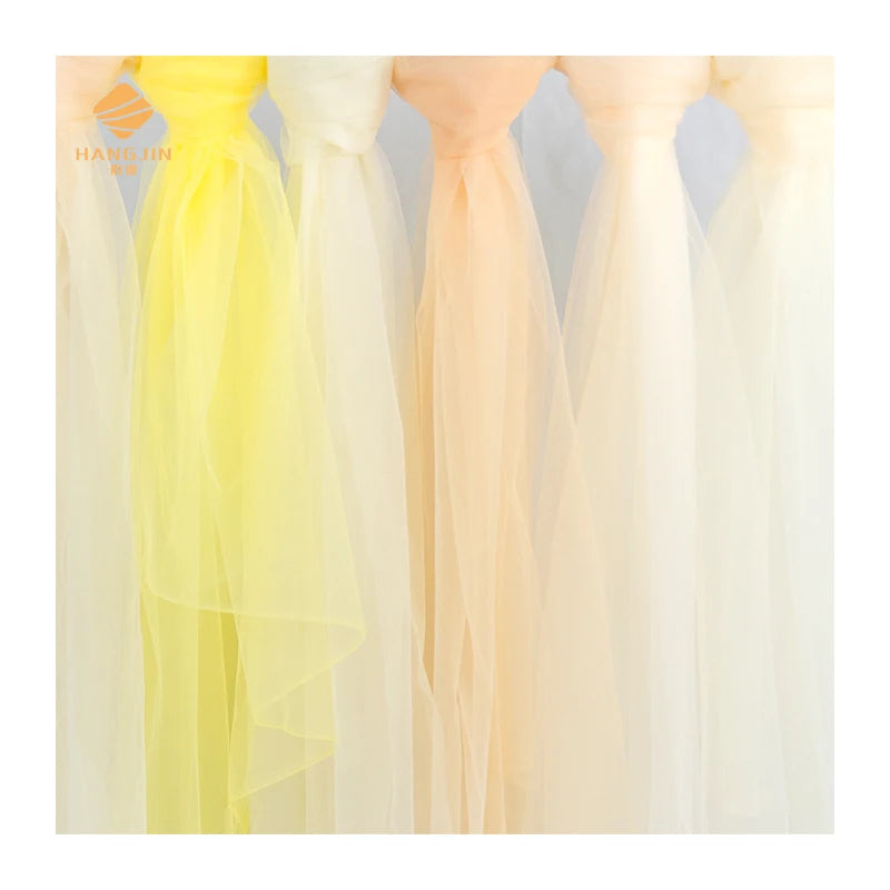 Polyester Wholesale Lemon Color Tulle Mesh Net Illusion Transparent Tulle Fabric Light Yellow Tulle Mesh Net Fabric