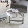 WISEMAX FURNITURE Modern Simple Multi Size Living Room Low Height Coffee Table Stainless Steel Round Glass Center Tables