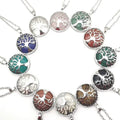 Hot Selling Multicolor Hollow Natural Crystal Quartz Opal Amethyst Gemstone Pendant Round Alloy Tree Life Necklace Pendant