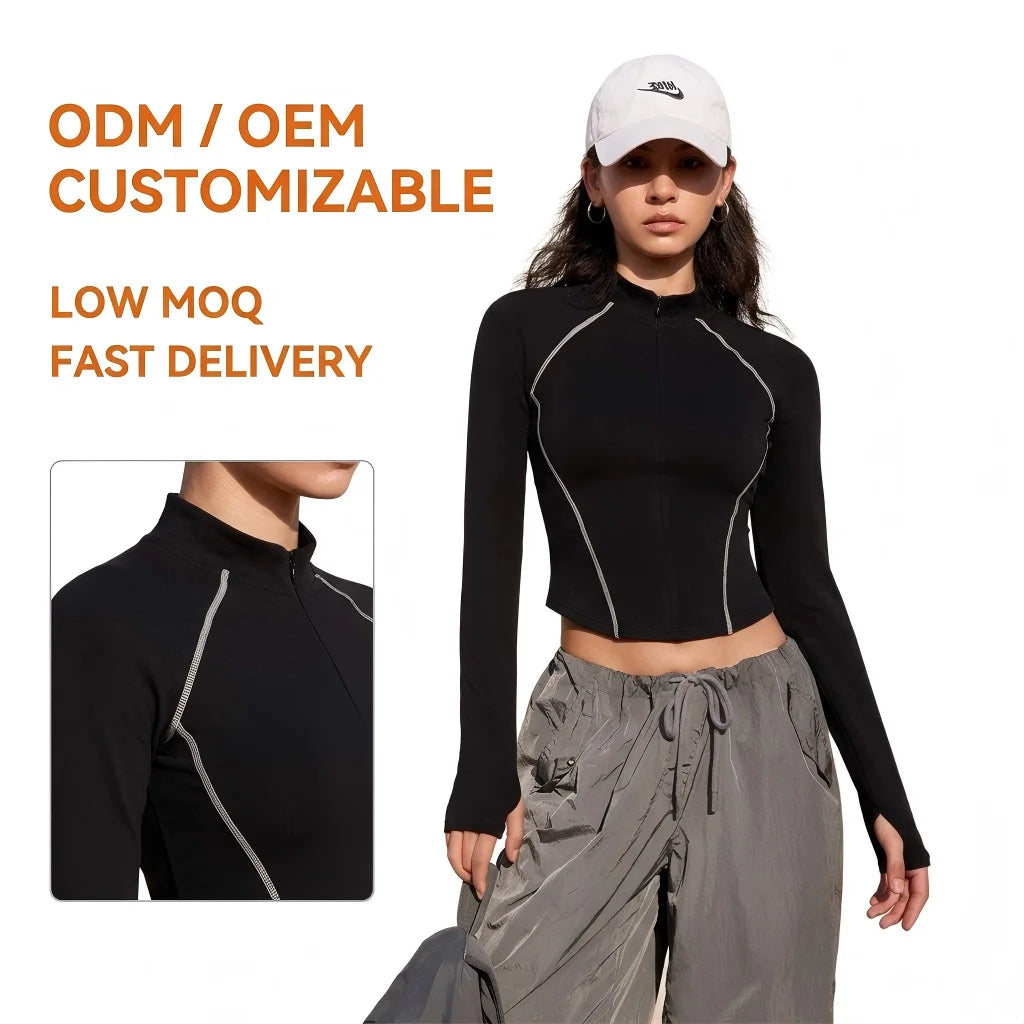 Solid Color  Long Sleeved T-Shirt Breathable Yoga and Outdoor Running Wear Casual O-Neck T Shirts for Women New Styles ODM OEM