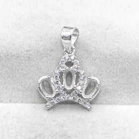 Sterling Silver 3*5mm Semi Mount Pendant Empty Frame Blank Support Setting S925 Base Holder Without Center Stone for DIY Inlay