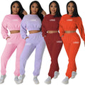 Conjuntos Para Mujeres Ladies 2 Piece Winter Sets Clothes Women Solid Cropped Hoodie Jogger Pants Set Swearsuit for Women Set