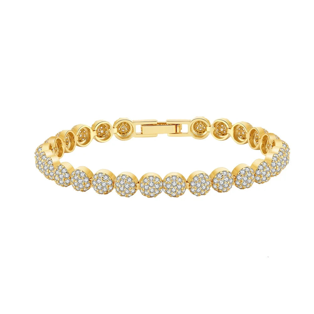 RINNTIN SB210 Sparkling 5.3mm Width 5A Round Cut CZ Pave Setting Tennis 925 Sterling Silver Casting Bracelet